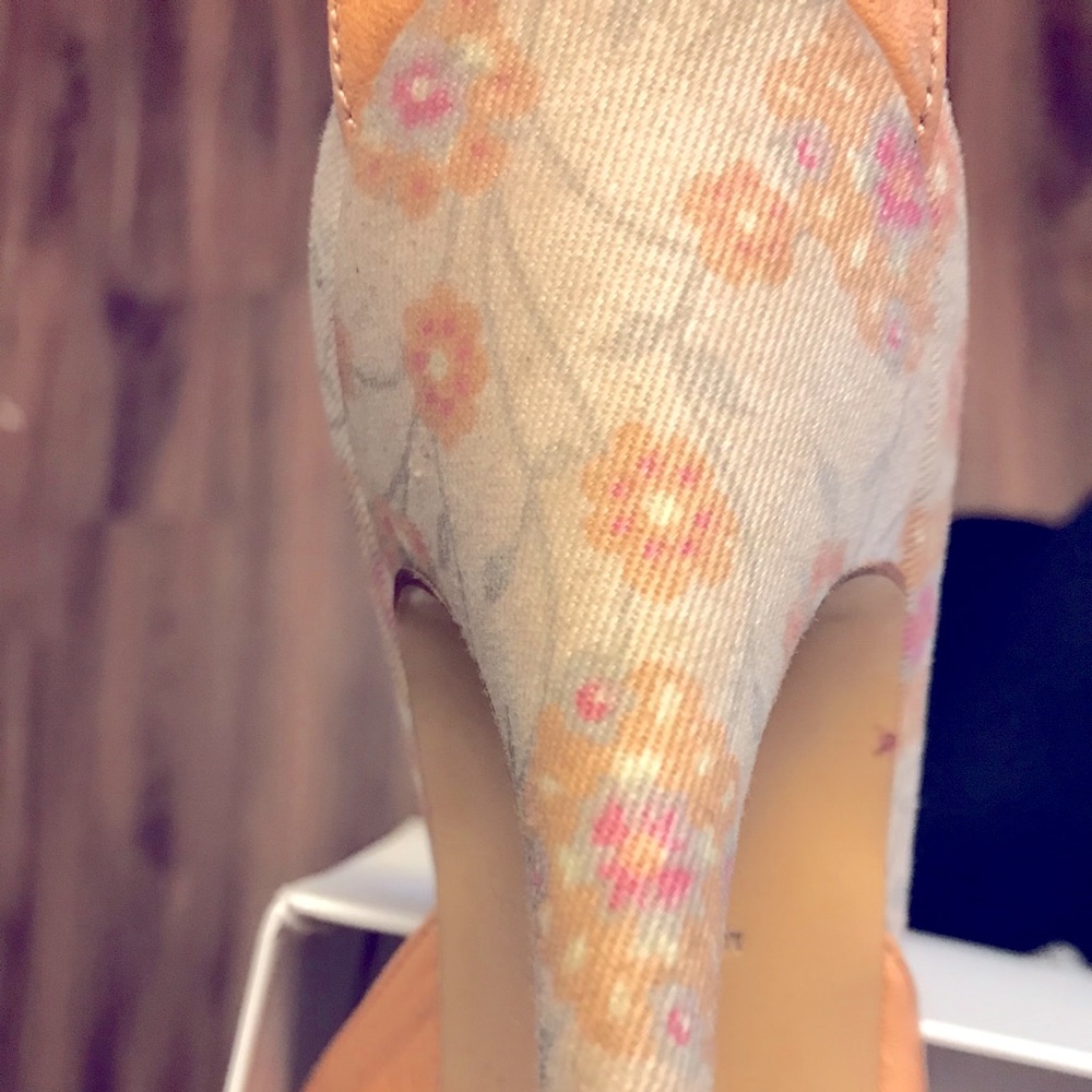 Dolce & Gabbana Peach Wrap Heels w/Floral Detail